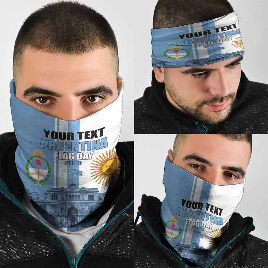Personalized Argentina Flag Day Neck Gaiter Sun Of May Patriotic Blue Gradient Sketch