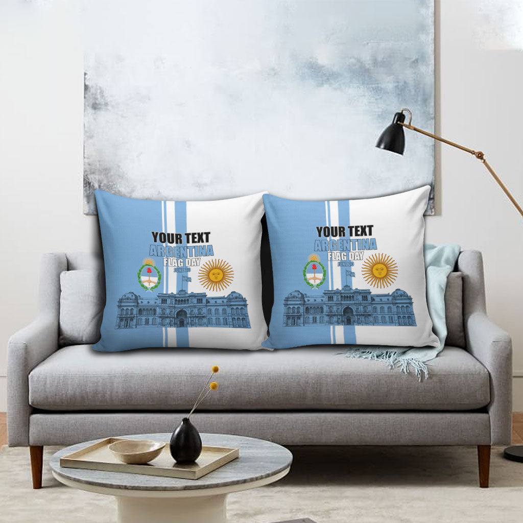 Personalized Argentina Flag Day Pillow Cover Sun Of May Patriotic Blue Gradient Sketch