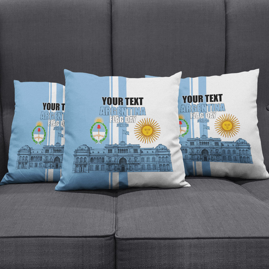 Personalized Argentina Flag Day Pillow Cover Sun Of May Patriotic Blue Gradient Sketch