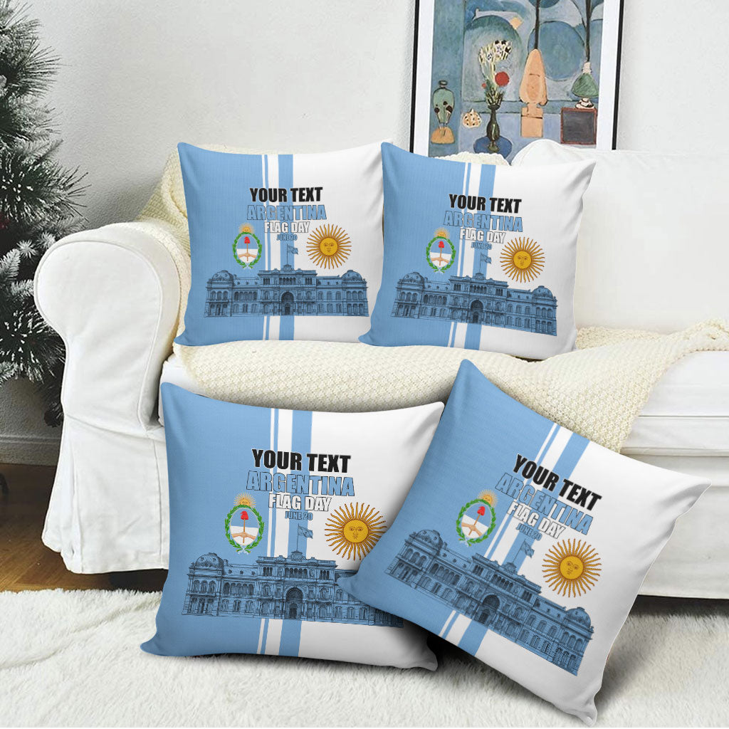 Personalized Argentina Flag Day Pillow Cover Sun Of May Patriotic Blue Gradient Sketch