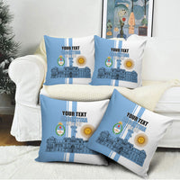 Personalized Argentina Flag Day Pillow Cover Sun Of May Patriotic Blue Gradient Sketch