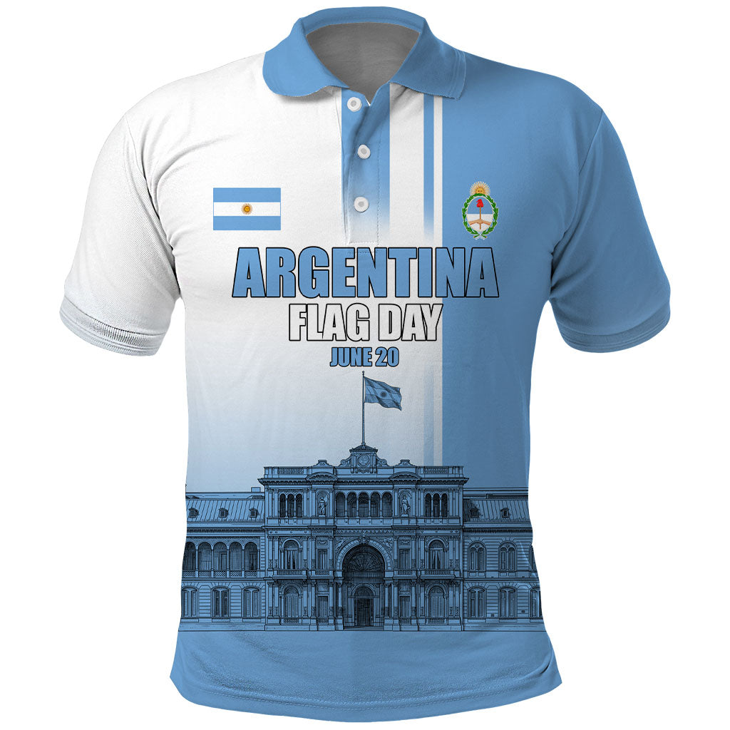 Personalized Argentina Flag Day Polo Shirt Sun Of May Patriotic Blue Gradient Sketch