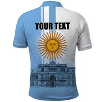 Personalized Argentina Flag Day Polo Shirt Sun Of May Patriotic Blue Gradient Sketch