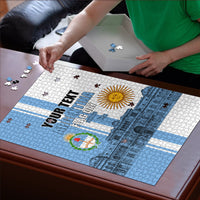 Personalized Argentina Flag Day Puzzle Sun Of May Patriotic Blue Gradient Sketch