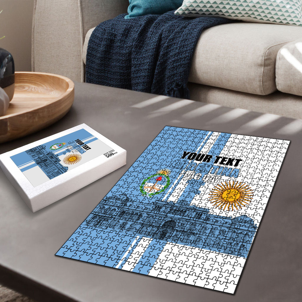 Personalized Argentina Flag Day Puzzle Sun Of May Patriotic Blue Gradient Sketch