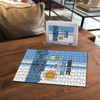 Personalized Argentina Flag Day Puzzle Sun Of May Patriotic Blue Gradient Sketch