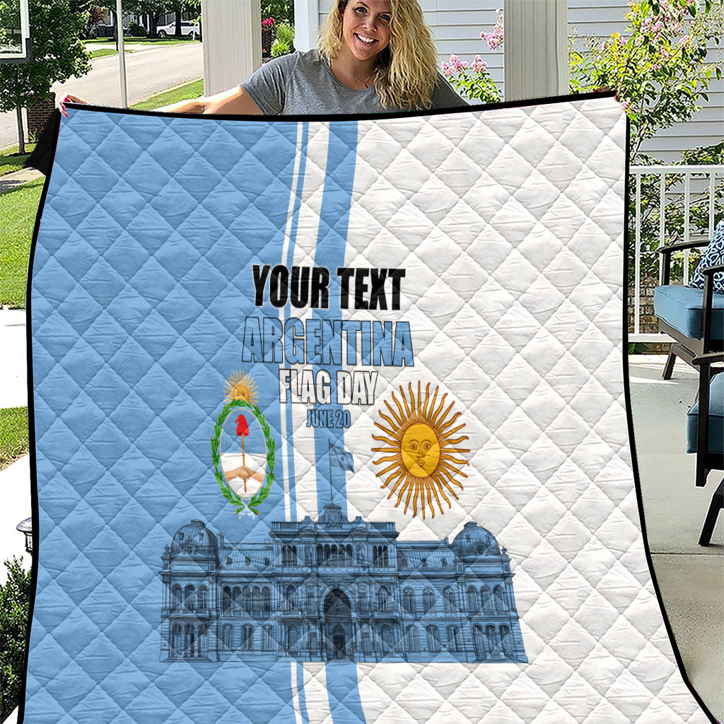 Personalized Argentina Flag Day Quilt Sun Of May Patriotic Blue Gradient Sketch
