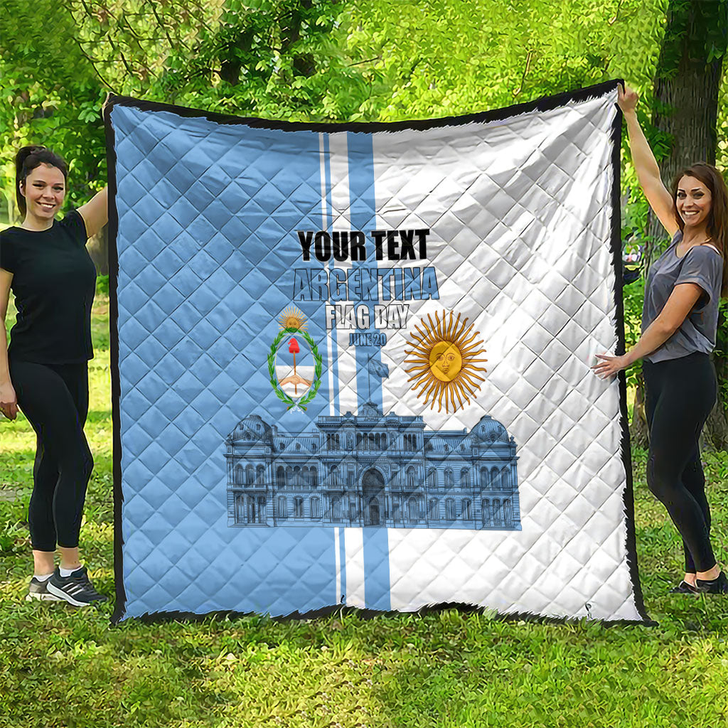 Personalized Argentina Flag Day Quilt Sun Of May Patriotic Blue Gradient Sketch