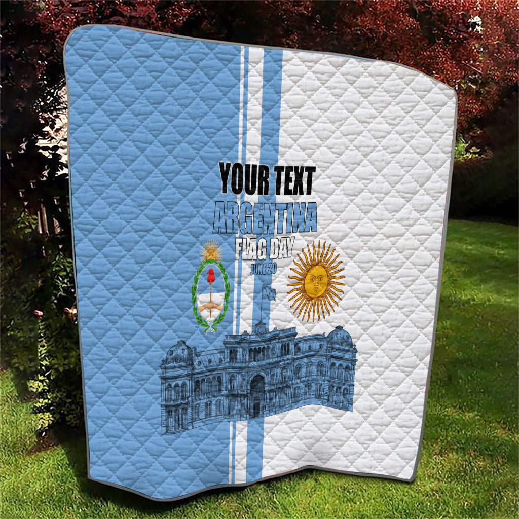 Personalized Argentina Flag Day Quilt Sun Of May Patriotic Blue Gradient Sketch