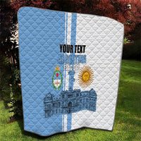 Personalized Argentina Flag Day Quilt Sun Of May Patriotic Blue Gradient Sketch