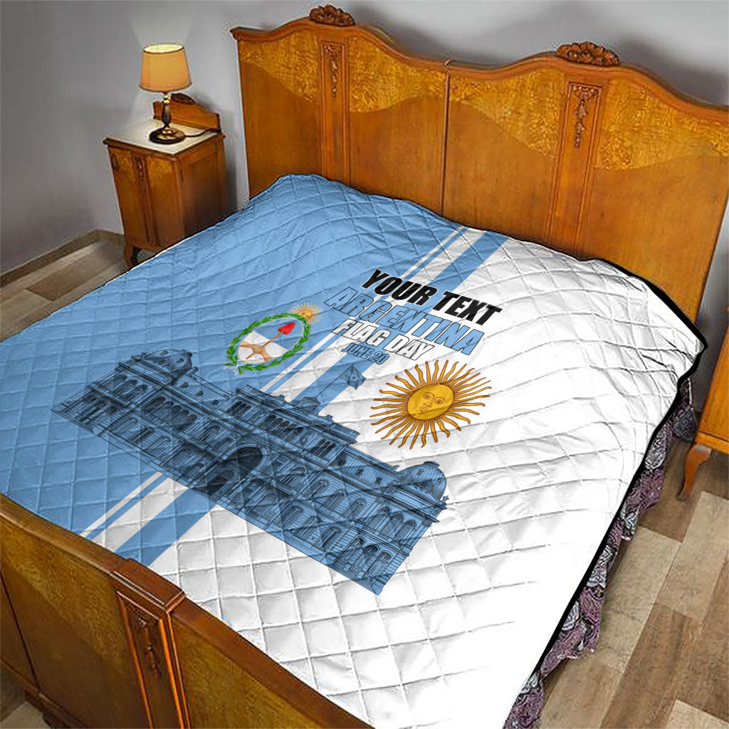 Personalized Argentina Flag Day Quilt Sun Of May Patriotic Blue Gradient Sketch