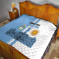 Personalized Argentina Flag Day Quilt Sun Of May Patriotic Blue Gradient Sketch