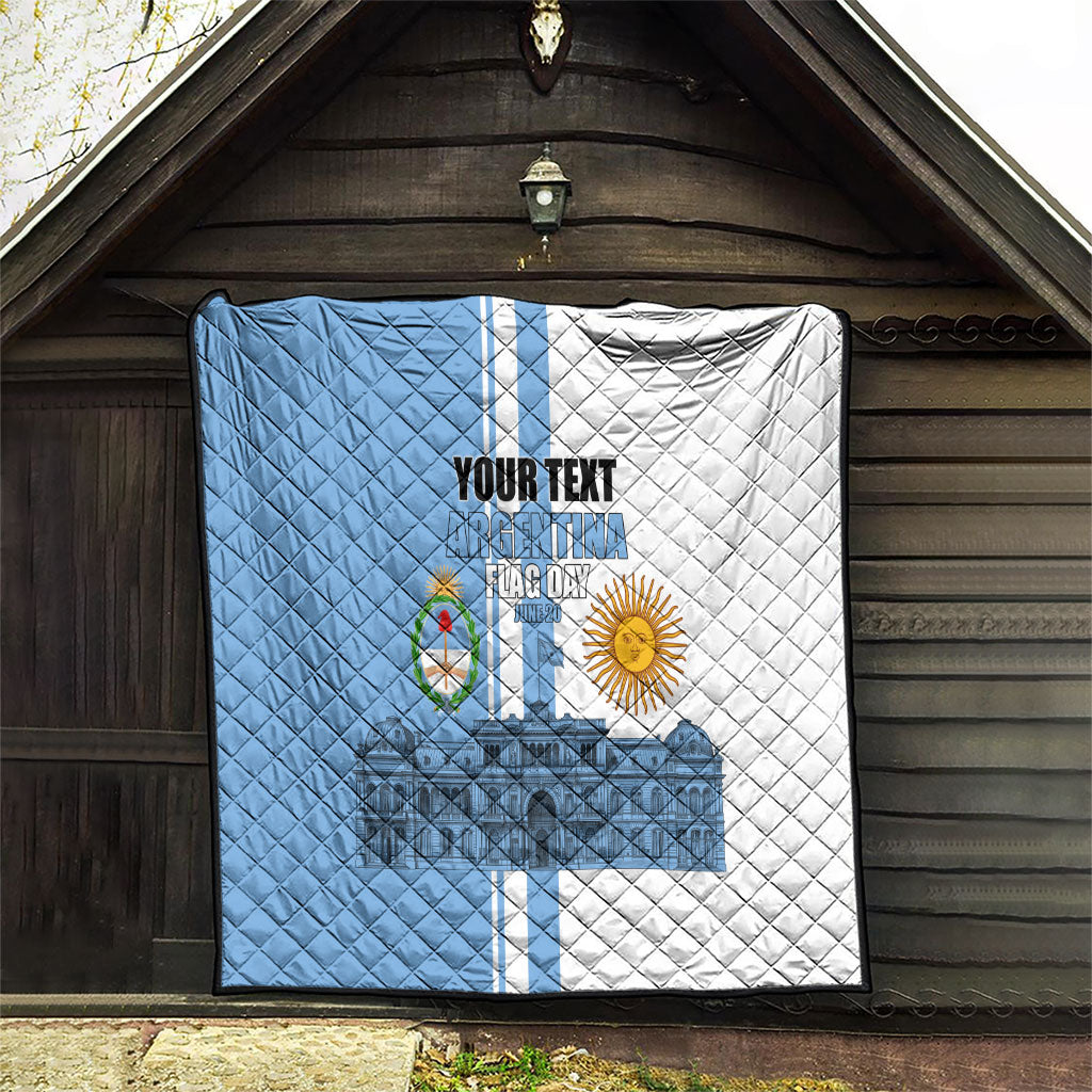 Personalized Argentina Flag Day Quilt Sun Of May Patriotic Blue Gradient Sketch