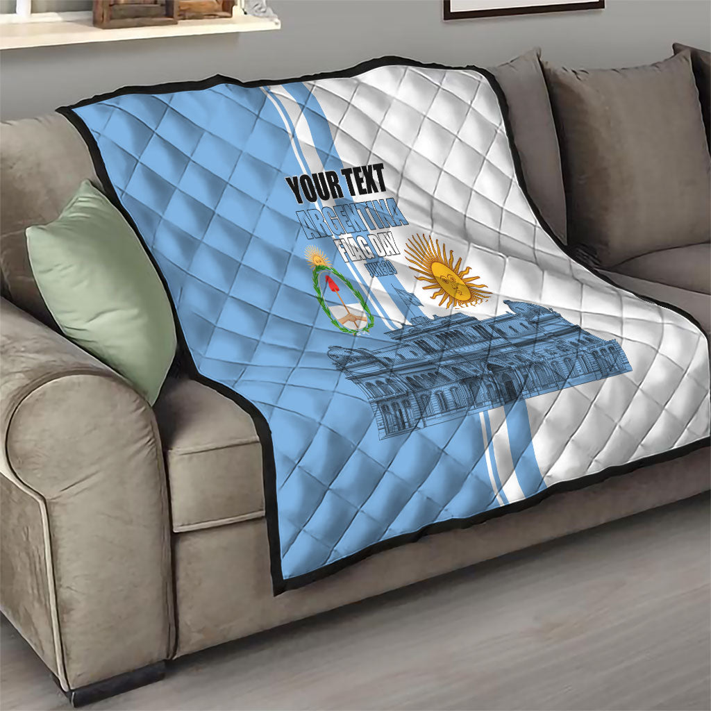 Personalized Argentina Flag Day Quilt Sun Of May Patriotic Blue Gradient Sketch