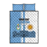 Personalized Argentina Flag Day Quilt Bed Set Sun Of May Patriotic Blue Gradient Sketch