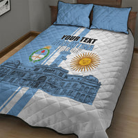 Personalized Argentina Flag Day Quilt Bed Set Sun Of May Patriotic Blue Gradient Sketch