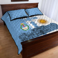 Personalized Argentina Flag Day Quilt Bed Set Sun Of May Patriotic Blue Gradient Sketch