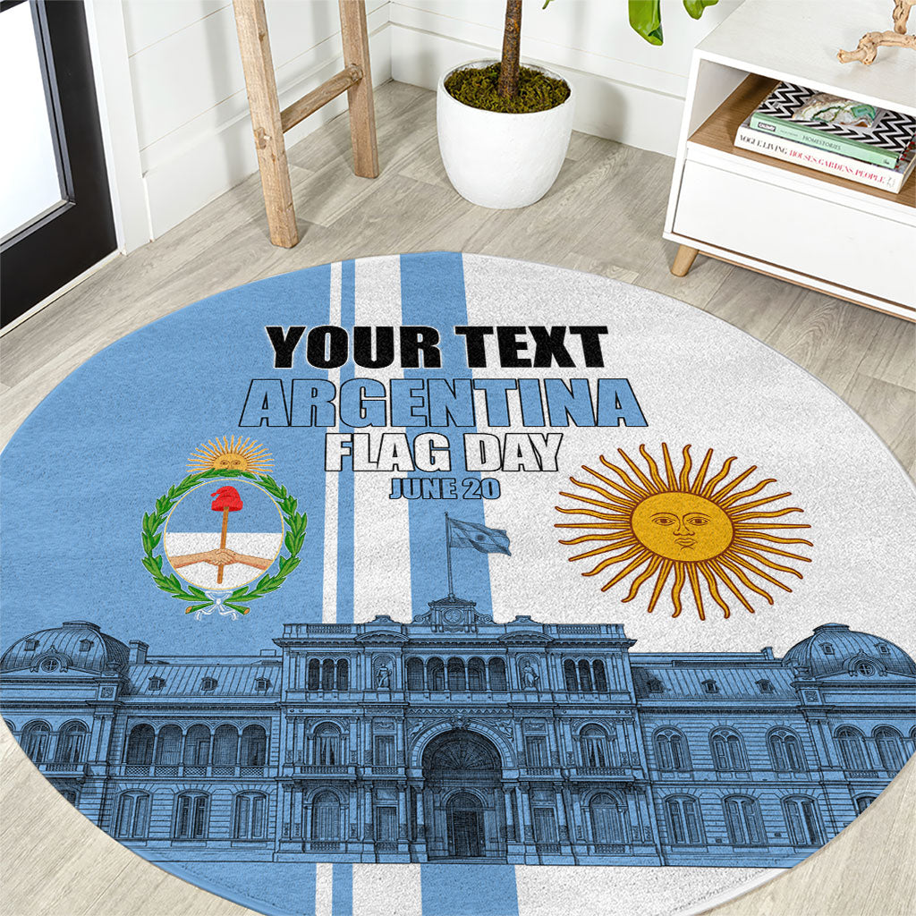 Personalized Argentina Flag Day Round Carpet Sun Of May Patriotic Blue Gradient Sketch