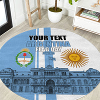 Personalized Argentina Flag Day Round Carpet Sun Of May Patriotic Blue Gradient Sketch