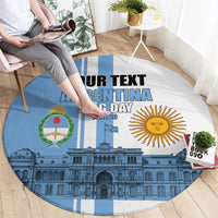 Personalized Argentina Flag Day Round Carpet Sun Of May Patriotic Blue Gradient Sketch