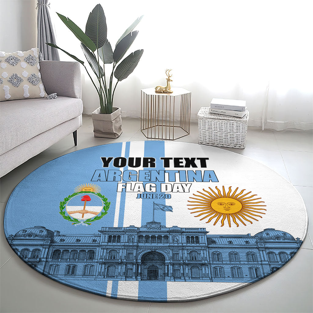 Personalized Argentina Flag Day Round Carpet Sun Of May Patriotic Blue Gradient Sketch