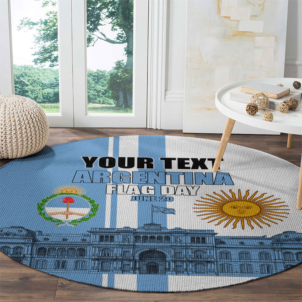 Personalized Argentina Flag Day Round Carpet Sun Of May Patriotic Blue Gradient Sketch