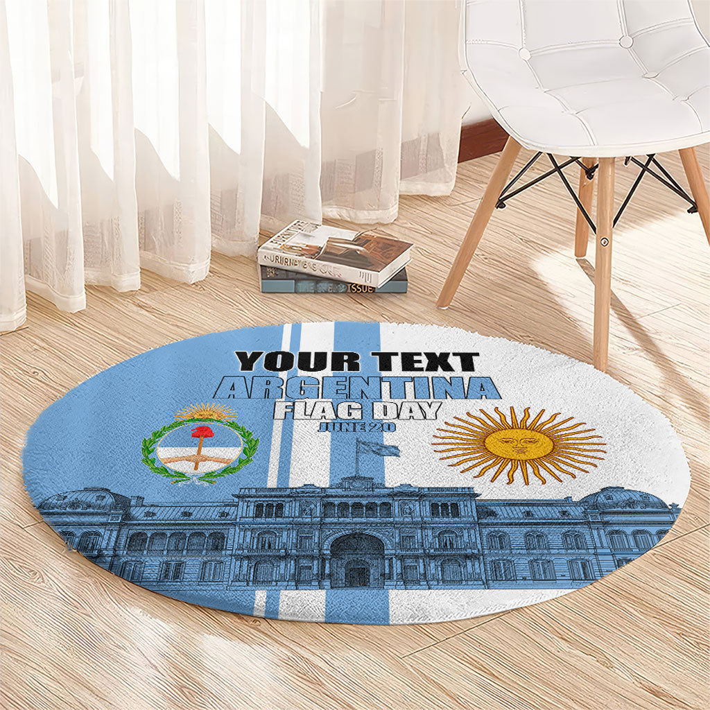 Personalized Argentina Flag Day Round Carpet Sun Of May Patriotic Blue Gradient Sketch