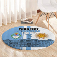Personalized Argentina Flag Day Round Carpet Sun Of May Patriotic Blue Gradient Sketch