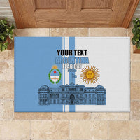 Personalized Argentina Flag Day Rubber Doormat Sun Of May Patriotic Blue Gradient Sketch