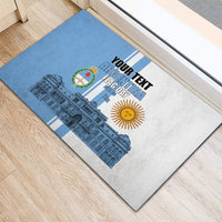 Personalized Argentina Flag Day Rubber Doormat Sun Of May Patriotic Blue Gradient Sketch