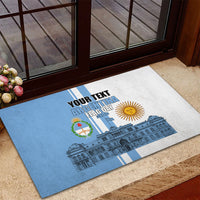 Personalized Argentina Flag Day Rubber Doormat Sun Of May Patriotic Blue Gradient Sketch