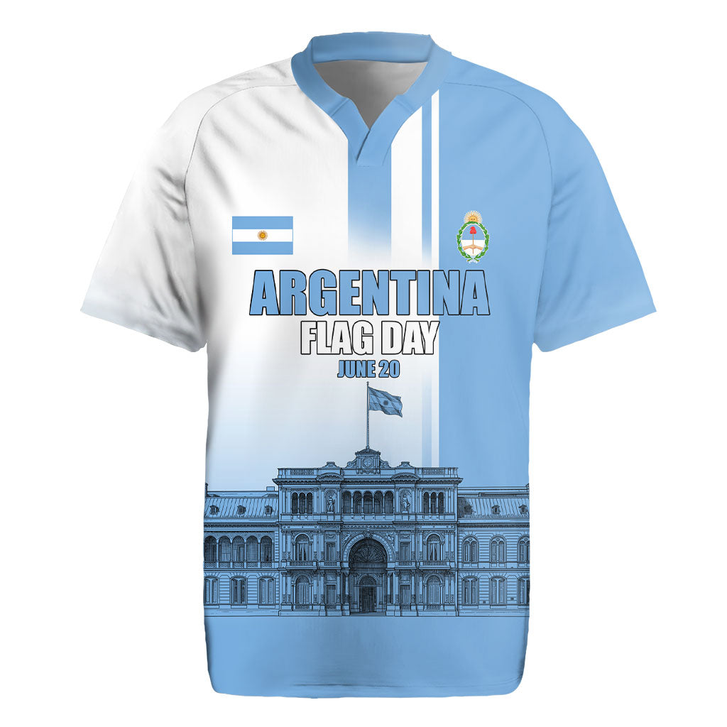 Personalized Argentina Flag Day Rugby Jersey Sun Of May Patriotic Blue Gradient Sketch