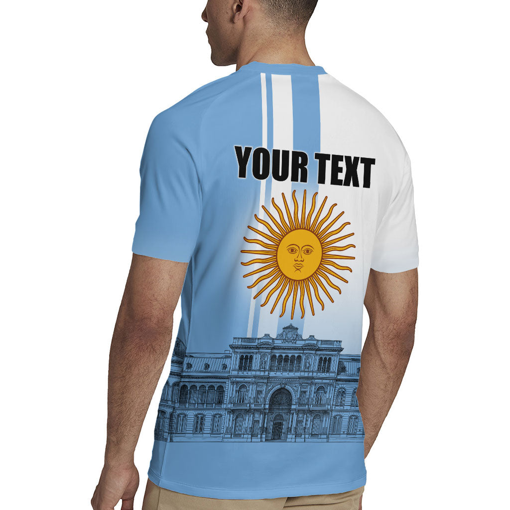 Personalized Argentina Flag Day Rugby Jersey Sun Of May Patriotic Blue Gradient Sketch