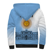 Personalized Argentina Flag Day Sherpa Hoodie Sun Of May Patriotic Blue Gradient Sketch