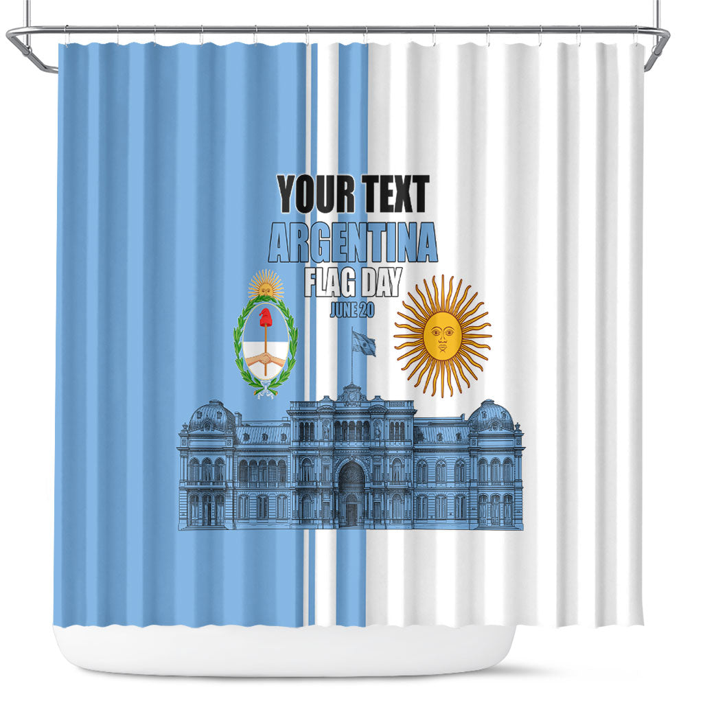 Personalized Argentina Flag Day Shower Curtain Sun Of May Patriotic Blue Gradient Sketch