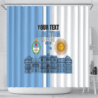 Personalized Argentina Flag Day Shower Curtain Sun Of May Patriotic Blue Gradient Sketch