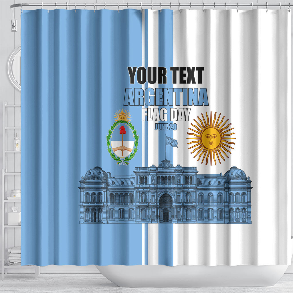 Personalized Argentina Flag Day Shower Curtain Sun Of May Patriotic Blue Gradient Sketch