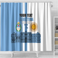 Personalized Argentina Flag Day Shower Curtain Sun Of May Patriotic Blue Gradient Sketch