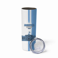 Personalized Argentina Flag Day Skinny Tumbler Sun Of May Patriotic Blue Gradient Sketch