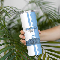 Personalized Argentina Flag Day Skinny Tumbler Sun Of May Patriotic Blue Gradient Sketch