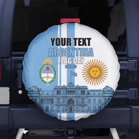 Personalized Argentina Flag Day Spare Tire Cover Sun Of May Patriotic Blue Gradient Sketch