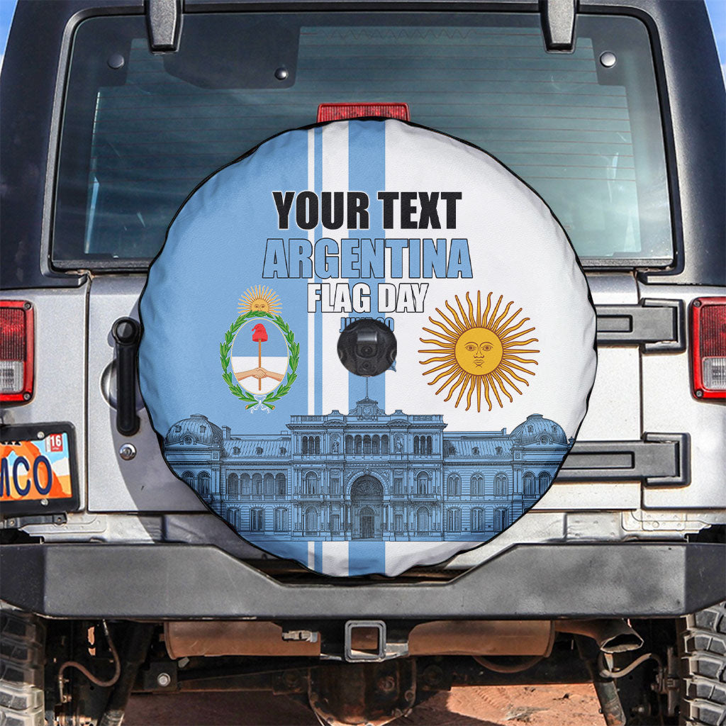 Personalized Argentina Flag Day Spare Tire Cover Sun Of May Patriotic Blue Gradient Sketch