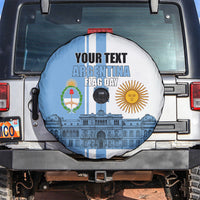 Personalized Argentina Flag Day Spare Tire Cover Sun Of May Patriotic Blue Gradient Sketch