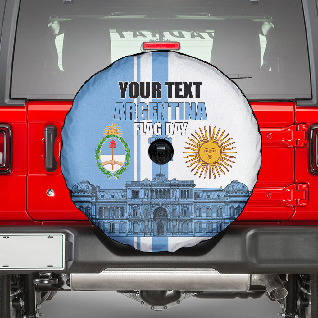 Personalized Argentina Flag Day Spare Tire Cover Sun Of May Patriotic Blue Gradient Sketch