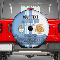 Personalized Argentina Flag Day Spare Tire Cover Sun Of May Patriotic Blue Gradient Sketch