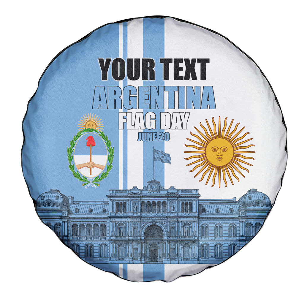 Personalized Argentina Flag Day Spare Tire Cover Sun Of May Patriotic Blue Gradient Sketch