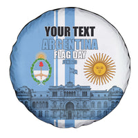 Personalized Argentina Flag Day Spare Tire Cover Sun Of May Patriotic Blue Gradient Sketch