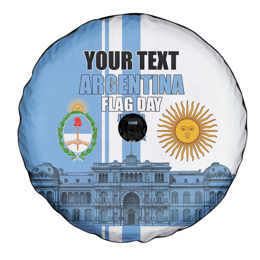 Personalized Argentina Flag Day Spare Tire Cover Sun Of May Patriotic Blue Gradient Sketch