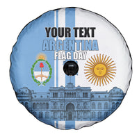 Personalized Argentina Flag Day Spare Tire Cover Sun Of May Patriotic Blue Gradient Sketch