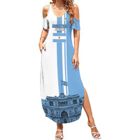 Personalized Argentina Flag Day Summer Maxi Dress Sun Of May Patriotic Blue Gradient Sketch